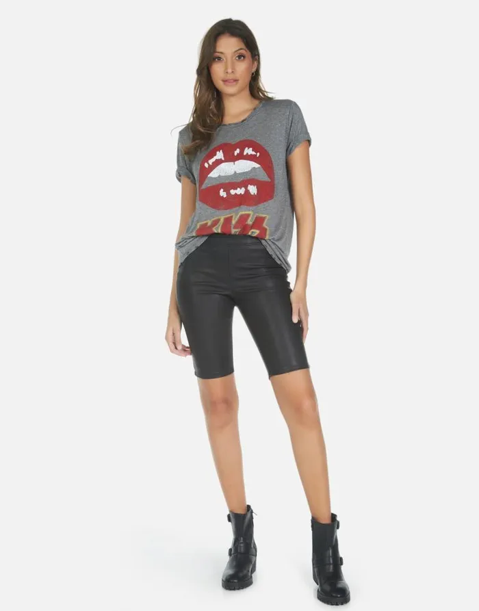 Capri Kiss Lip Heather Grey Women Lauren Moshi Short Sleeve