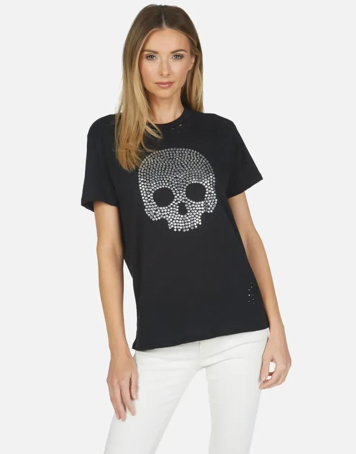 Capri Nailhead Skull Black Women Lauren Moshi Short Sleeve