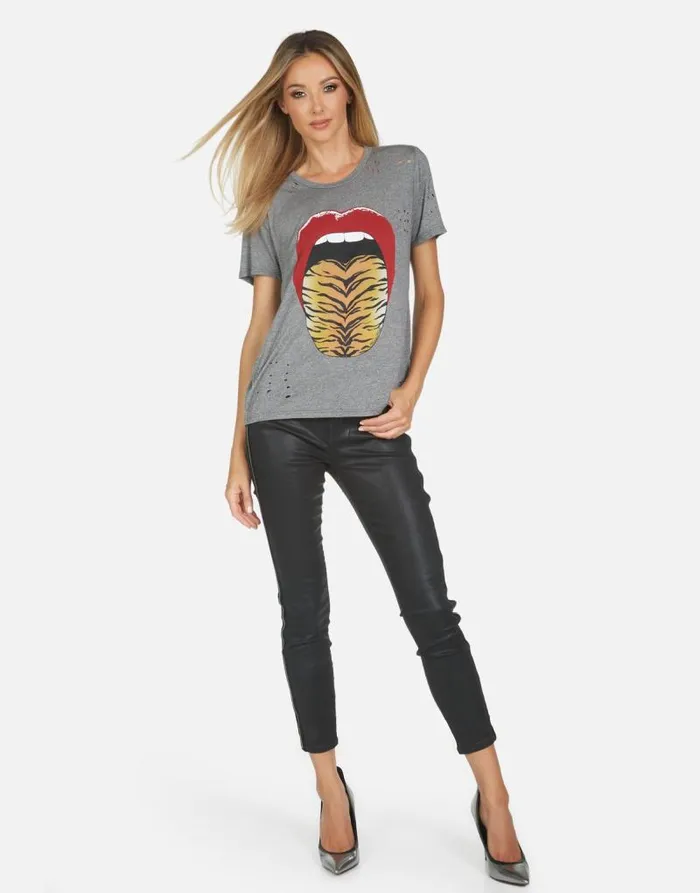 Capri Tiger Tongue Heather Grey Women Lauren Moshi Short Sleeve