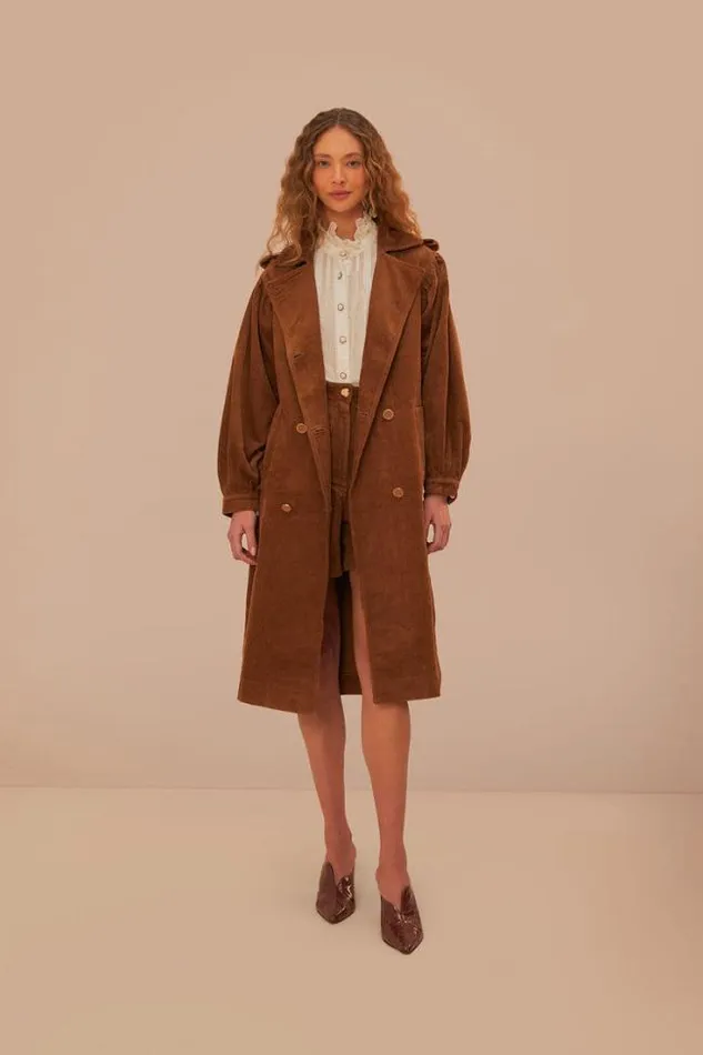 Caramel Corduroy Trench Coat Women FARM Rio Coats