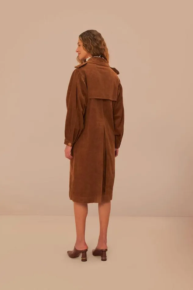 Caramel Corduroy Trench Coat Women FARM Rio Coats