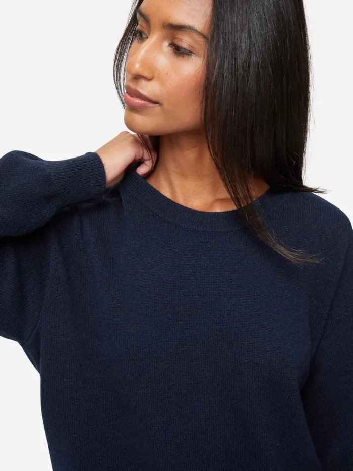 Cashmere Sweaters Women Derek Rose Relaxed Sweater Daphne Cashmere Navy