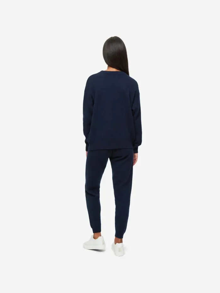 Cashmere Sweaters Women Derek Rose Relaxed Sweater Daphne Cashmere Navy