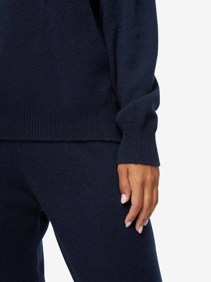 Cashmere Sweaters Women Derek Rose Relaxed Sweater Daphne Cashmere Navy