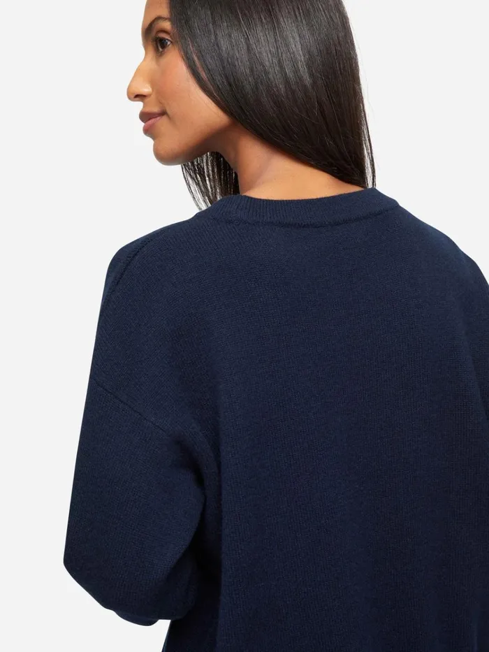 Cashmere Sweaters Women Derek Rose Relaxed Sweater Daphne Cashmere Navy