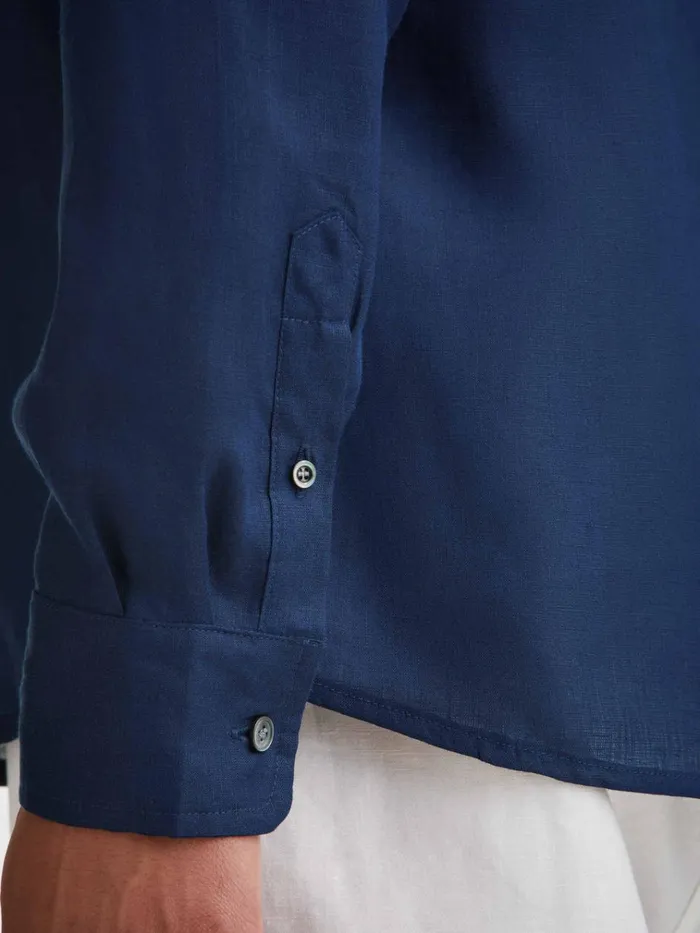 Casual Shirts Men Derek Rose Shirt Monaco 2 Linen Navy