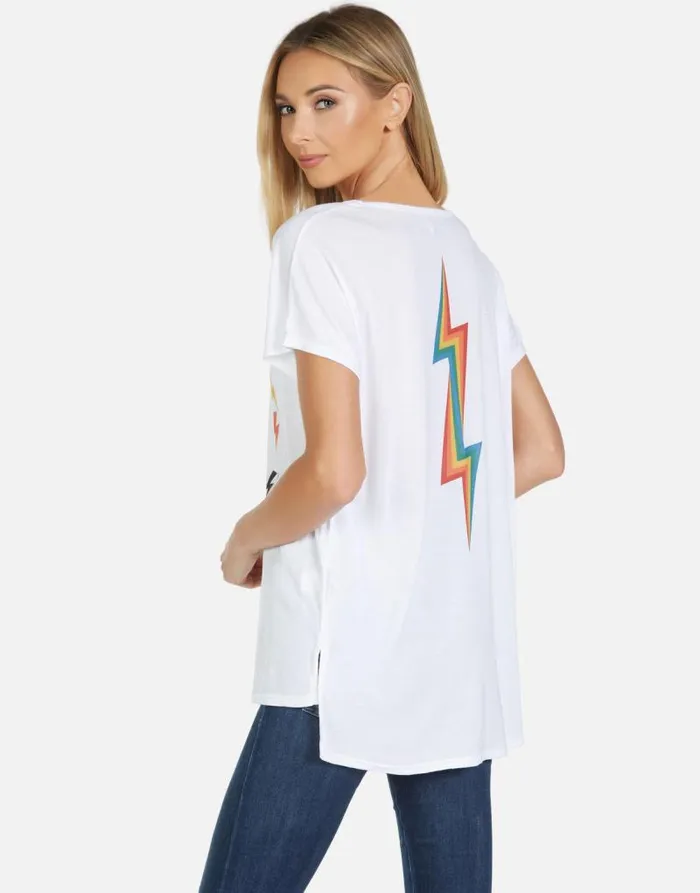 Celine Rainbow Electric Heart White Women Lauren Moshi Short Sleeve