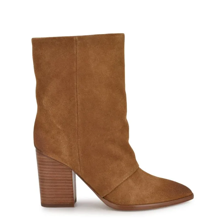 Chaye Slouch Booties Tan Suede Women Nine West Boots and Booties
