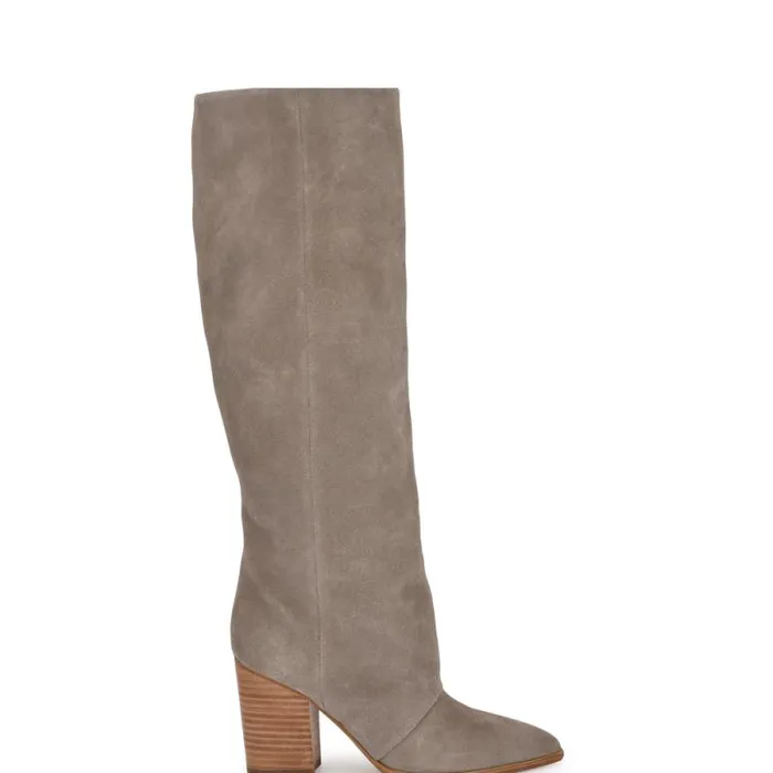 Chicke Knee High Boots Taupe Suede Women Nine West Boots and Booties