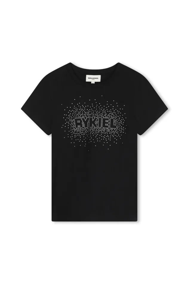 Children Short Sleeves Teeshirt Black Black Sonia Rykiel Children