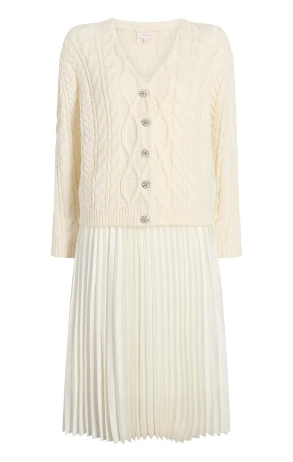 Cinq Sept Amandine Cardigan Dress Ivory Women Midi