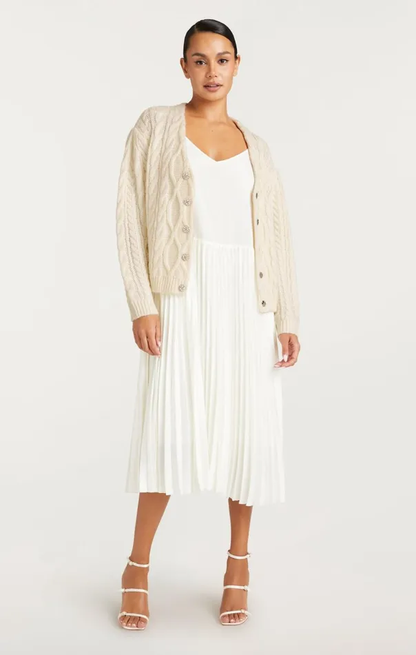 Cinq Sept Amandine Cardigan Dress Ivory Women Midi