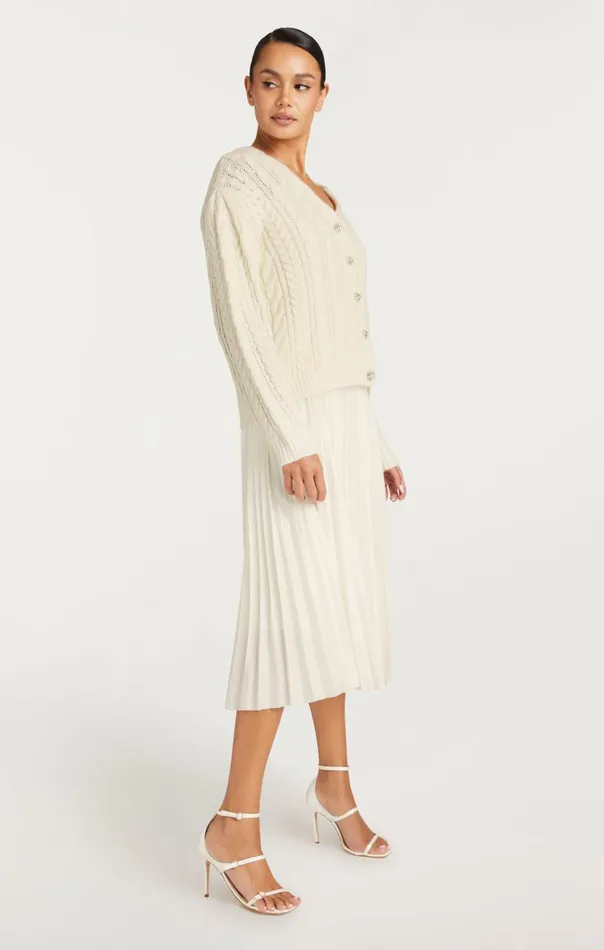 Cinq Sept Amandine Cardigan Dress Ivory Women Midi