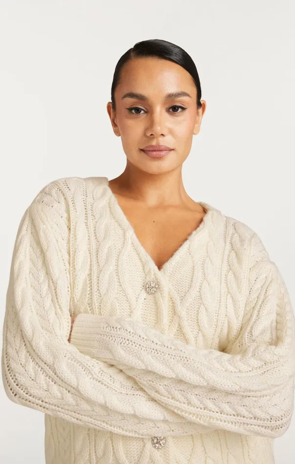 Cinq Sept Amandine Cardigan Dress Ivory Women Midi