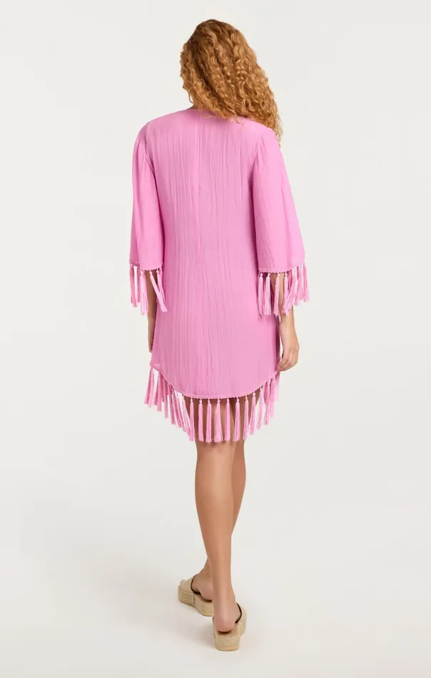 Cinq Sept Crinkle Tencel Mini Stefie Coverup Pinkhibiscus Women Coverups
