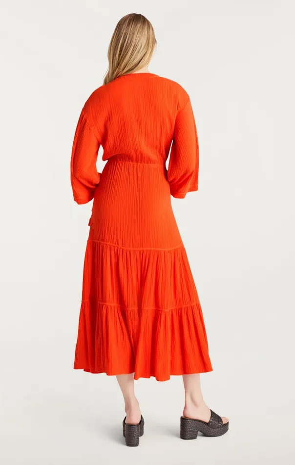 Cinq Sept Crinkle Tencel Torey Dress Bisou Women Midi