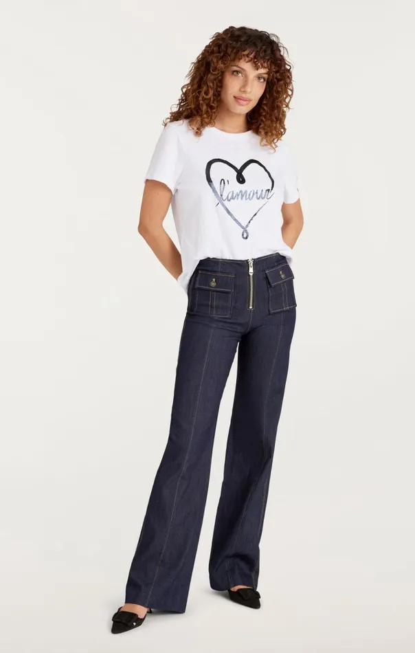 Cinq Sept Doodled L039amour Tee Whiteblack Women Tees