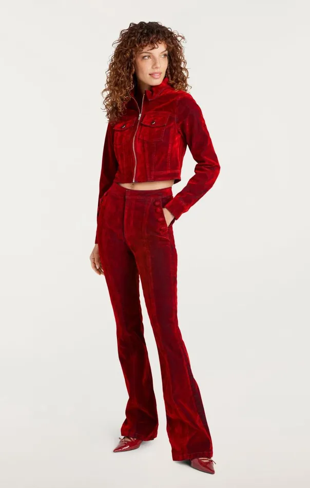 Cinq Sept Flocked Denim Marilee Jacket Pomegranate Women Jackets