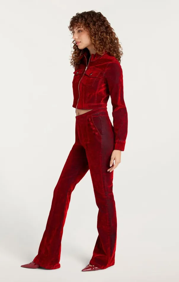 Cinq Sept Flocked Denim Marilee Jacket Pomegranate Women Jackets