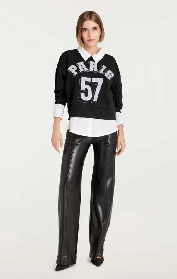Cinq Sept Heatset Paris 57 Justina Pullover Blackwhite Women Long Sleeve Tops