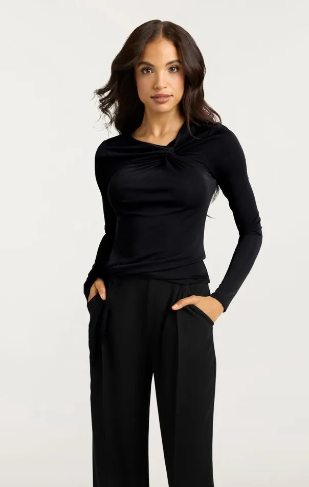 Cinq Sept Jolene Top Black Women Long Sleeve Tops