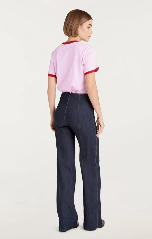 Cinq Sept Paris New York Ringer Tee Pinkopal Women Tees