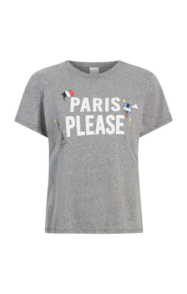 Cinq Sept Paris Please Tee Heathergreywhite Women Tees