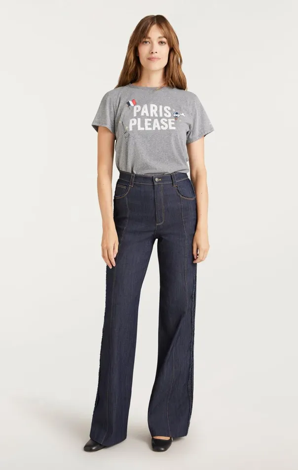 Cinq Sept Paris Please Tee Heathergreywhite Women Tees