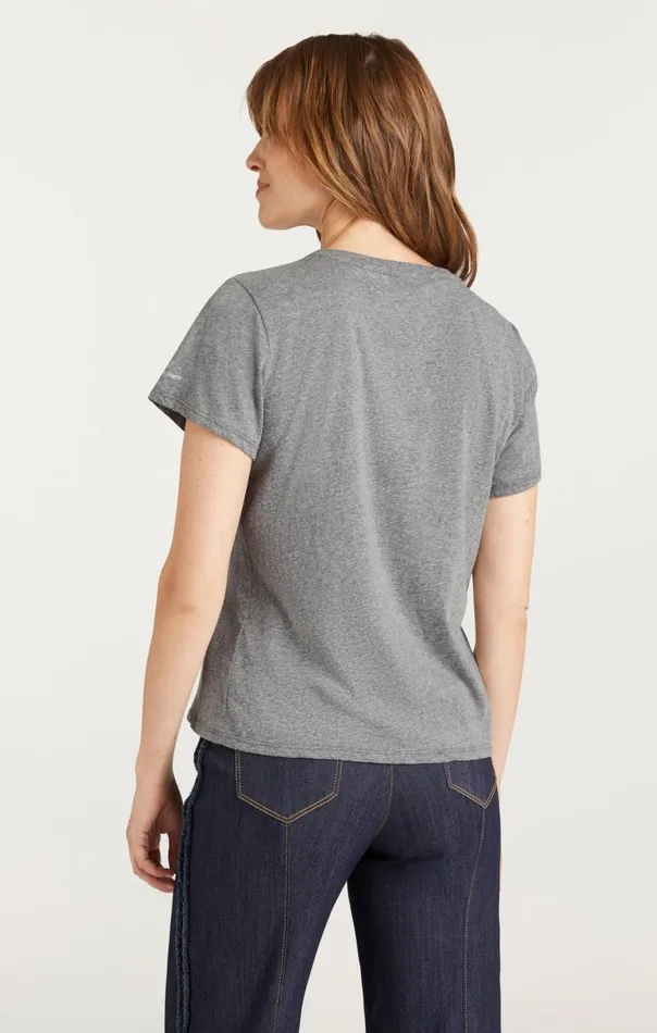 Cinq Sept Paris Please Tee Heathergreywhite Women Tees