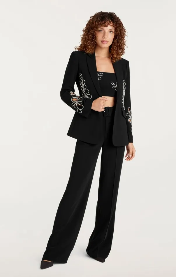 Cinq Sept Rhinestone Paisley Cheyenne Blazer Black Women Blazers