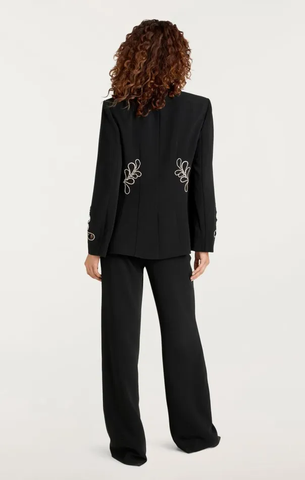 Cinq Sept Rhinestone Paisley Cheyenne Blazer Black Women Blazers
