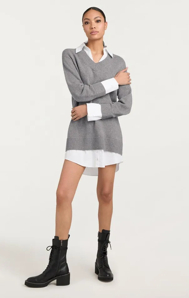 Cinq Sept Santina Dress Heathergreywhite Women Mini
