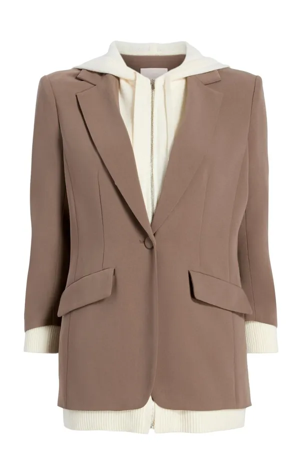 Cinq Sept Sweater Knit Khloe Blazer Taupeivory Women Blazers