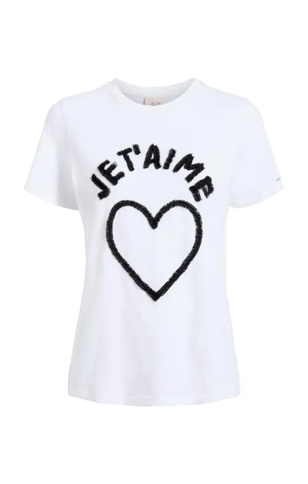 Cinq Sept Textured Je T039aime Tee Whiteblack Women Tees