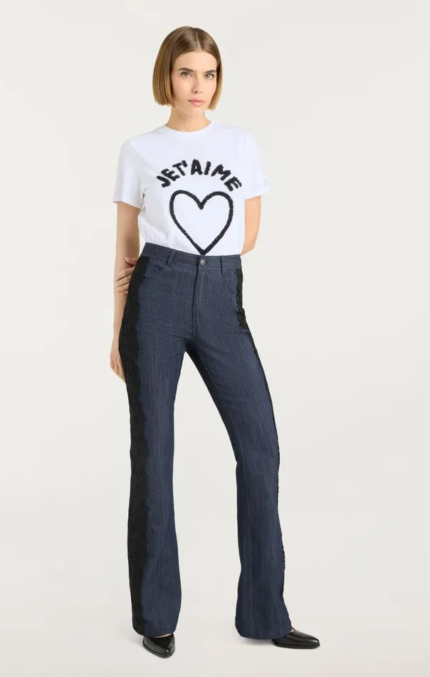Cinq Sept Textured Je T039aime Tee Whiteblack Women Tees
