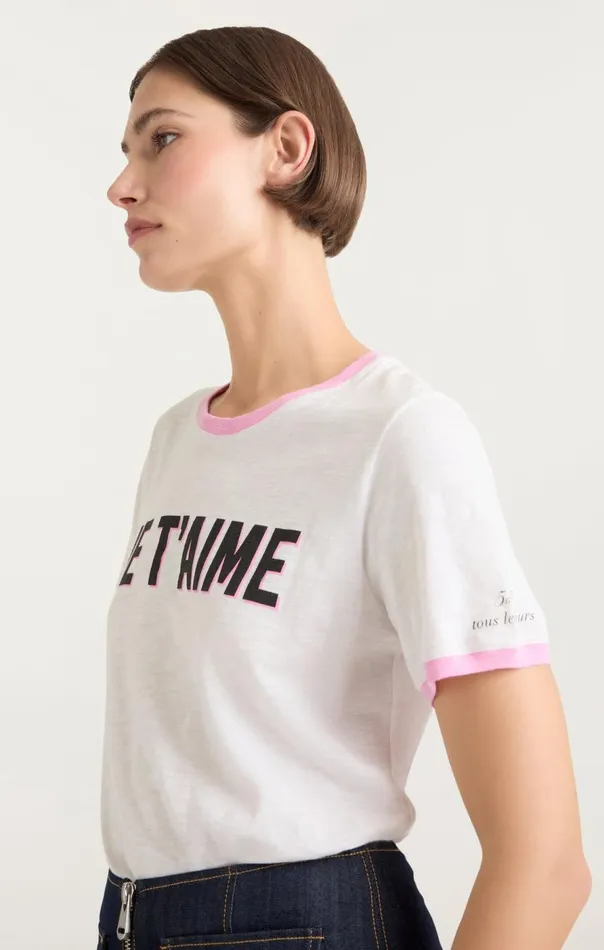 Cinq Sept Two Tone Je T039aime Tee Whitecarnation Women Tees
