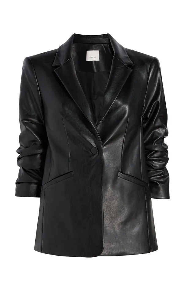 Cinq Sept Vegan Leather Kylie Blazer Black Women Blazers