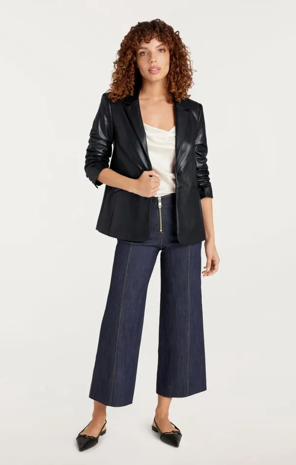 Cinq Sept Vegan Leather Kylie Blazer Black Women Blazers