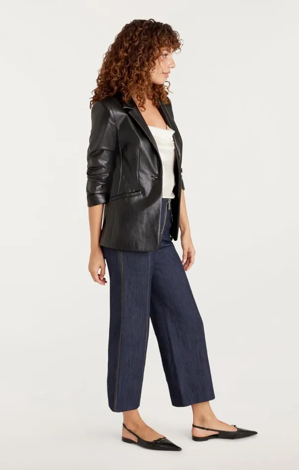 Cinq Sept Vegan Leather Kylie Blazer Black Women Blazers