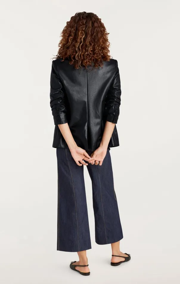 Cinq Sept Vegan Leather Kylie Blazer Black Women Blazers