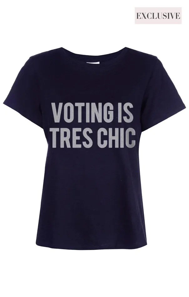 Cinq Sept Voting Is Tres Chic Tee Navywhite Women Tees