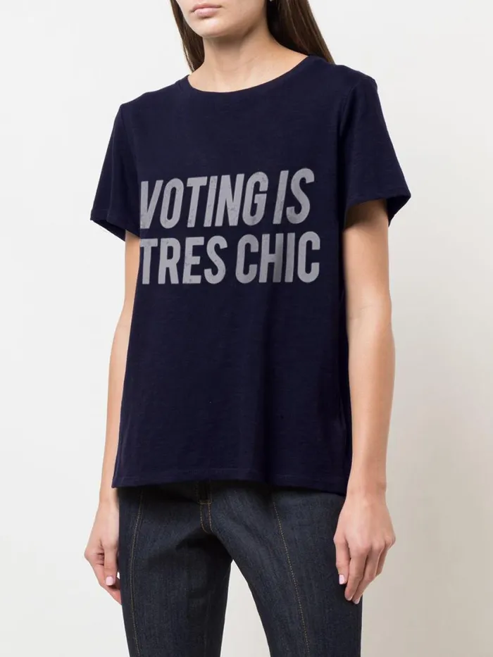 Cinq Sept Voting Is Tres Chic Tee Navywhite Women Tees