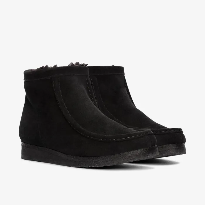 Clarks Ankle Boots Wallabee Hi Black Warmlined Suede 8211 Women