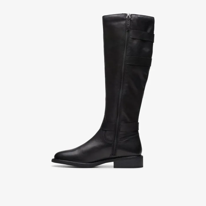 Clarks Black Boots Cologne Up Knee High Boot Black Leather 8211 Women