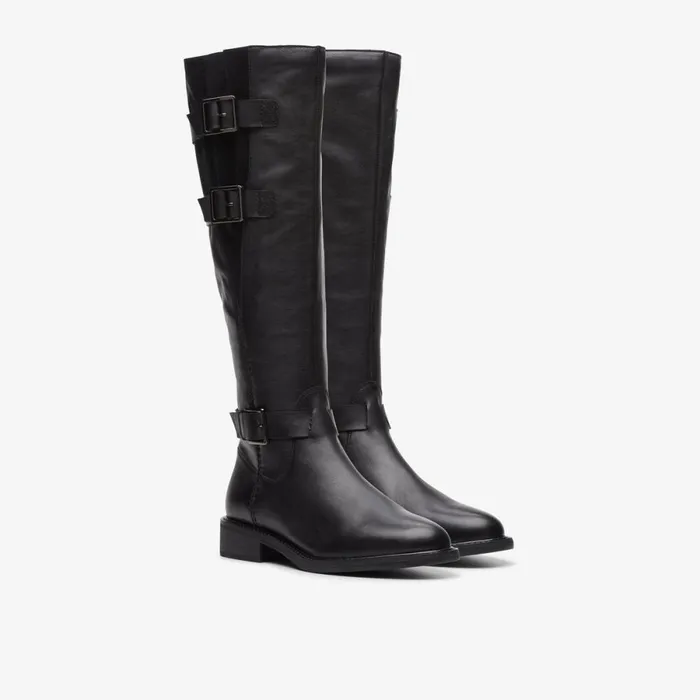 Clarks Black Boots Cologne Up Knee High Boot Black Leather 8211 Women