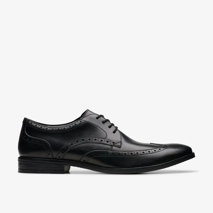 Clarks Black Shoes Brandon Limit Brogue Black Leather 8211 Men