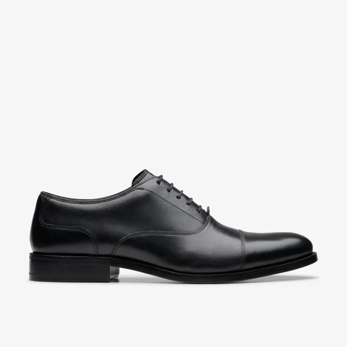 Clarks Black Shoes Craft James Cap Black Leather 8211 Men