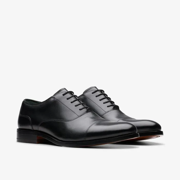 Clarks Black Shoes Craft James Cap Black Leather 8211 Men