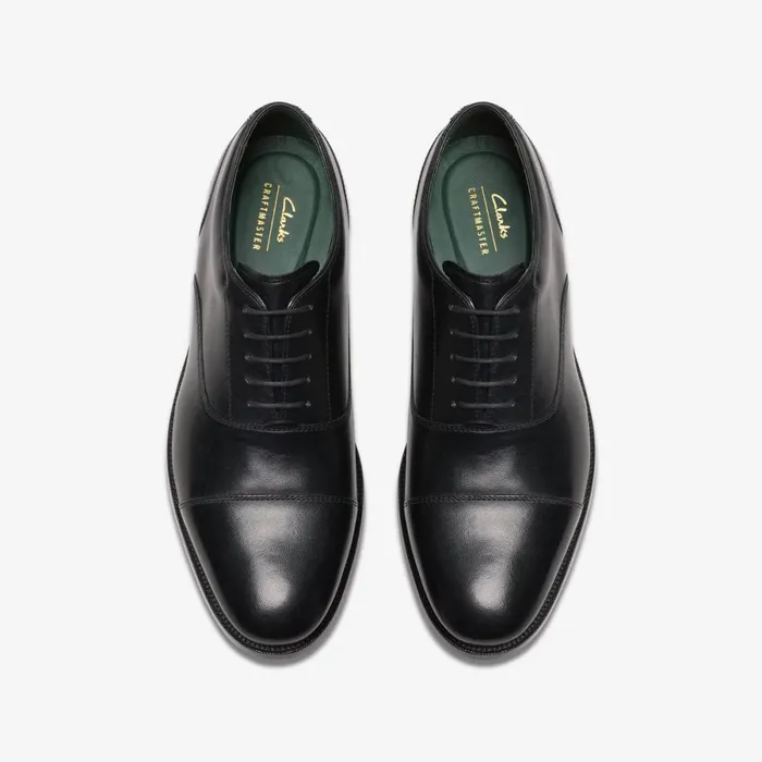 Clarks Black Shoes Craft James Cap Black Leather 8211 Men