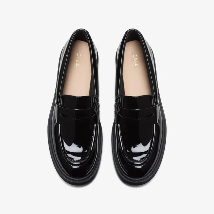 Clarks Black Shoes Orinoco 2 Penny Loafer Black Patent 8211 Women